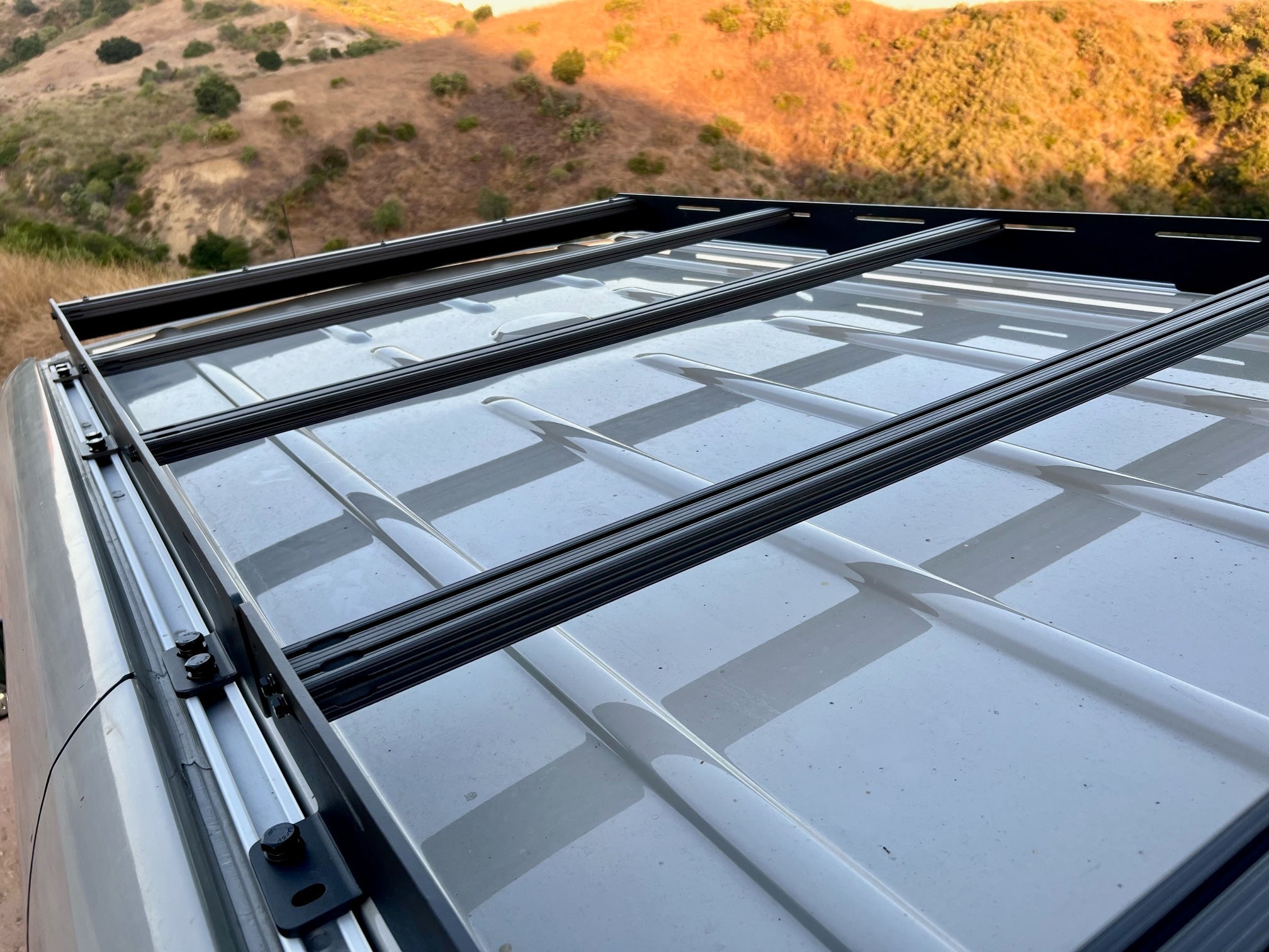 Sprinter 170" High Roof Stealth Roof Rack - Out There Vans, LLC