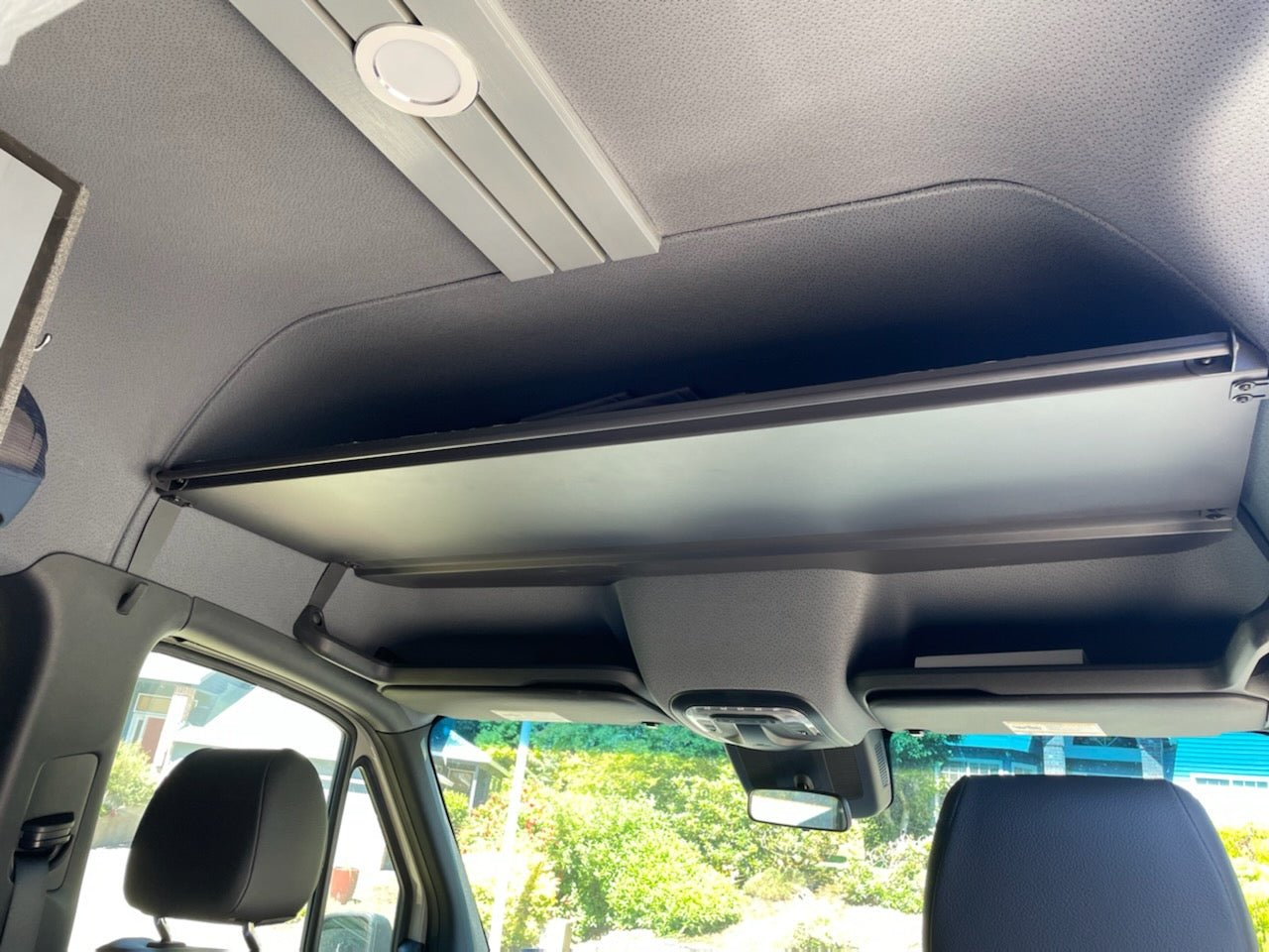 Sprinter Headliner Shelf Includes Curtain Rod And Liner 2019+ - Out There Vans, LLC