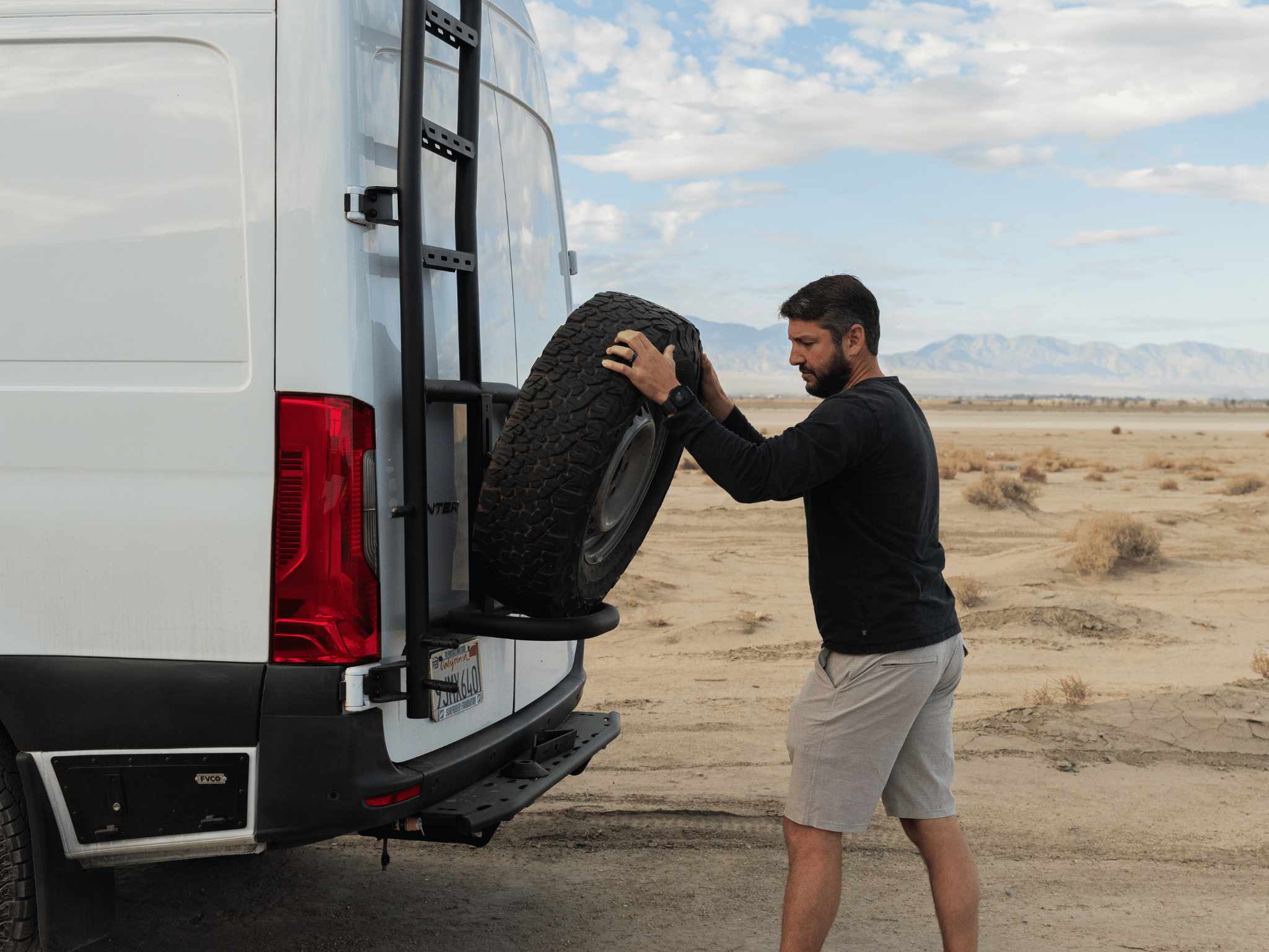 Sprinter Rear Tire Carrier Ladder - Out There Vans, LLC