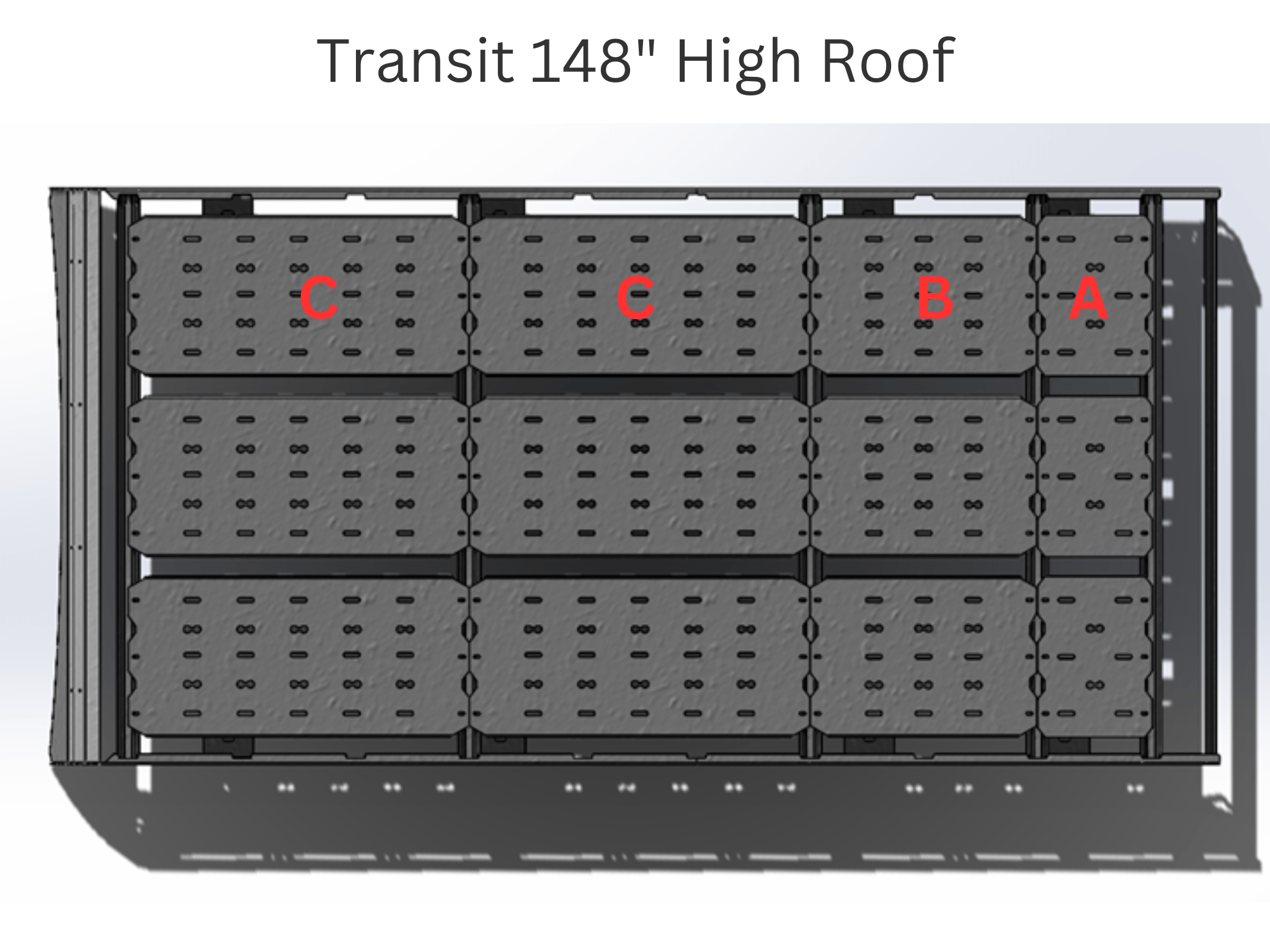 Transit Van 148" High Roof Strata Roof Rack - Out There Vans, LLC