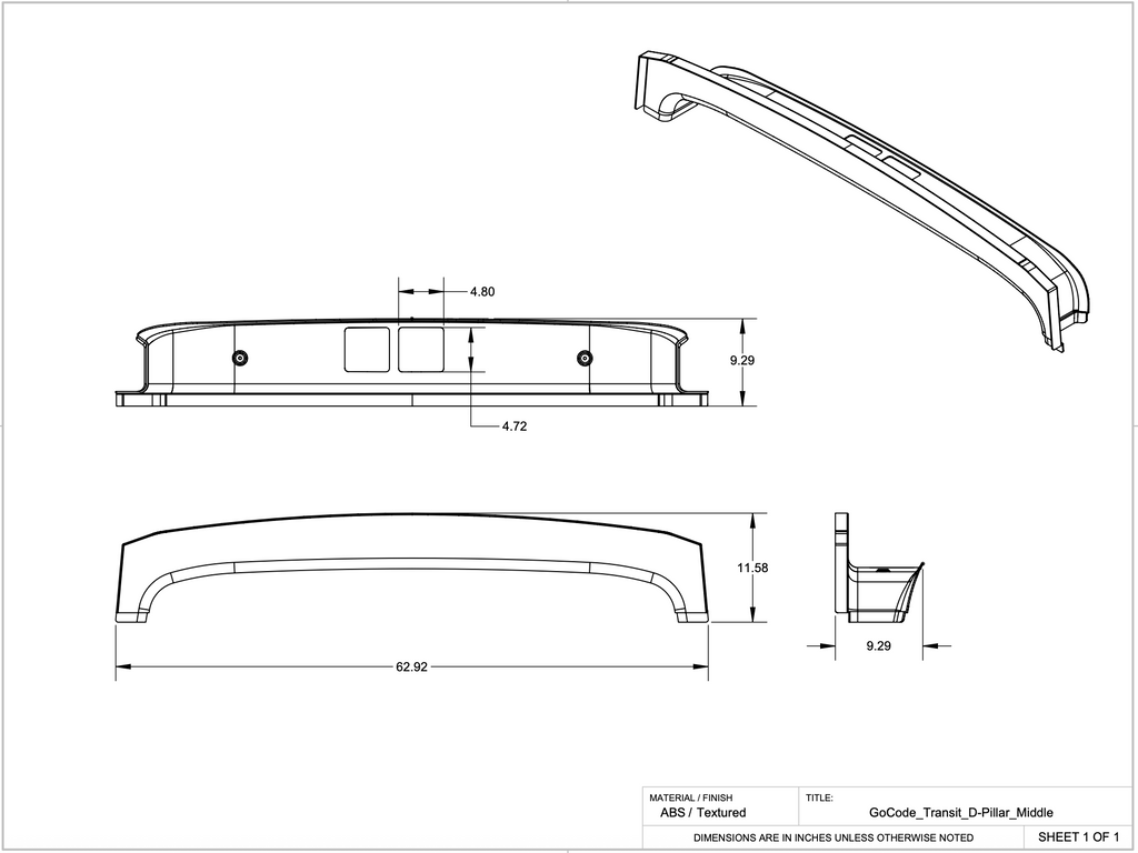 GoCode Ford Transit High Roof D Pillar Trim Kit