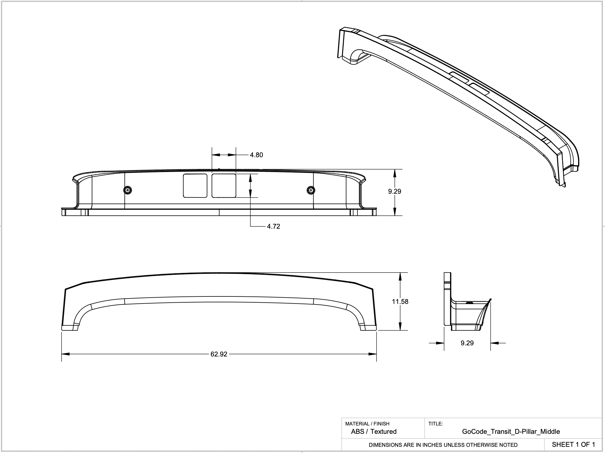 GoCode Ford Transit High Roof D Pillar Trim Kit