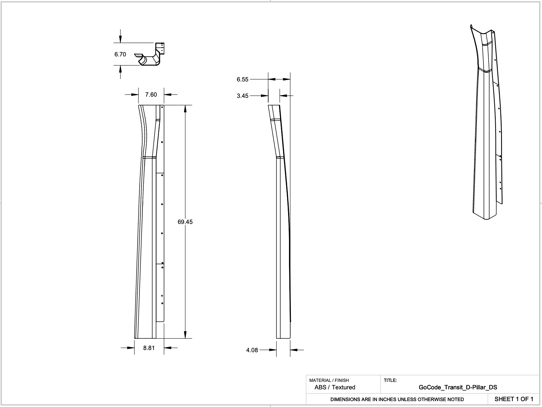 GoCode Ford Transit High Roof D Pillar Trim Kit