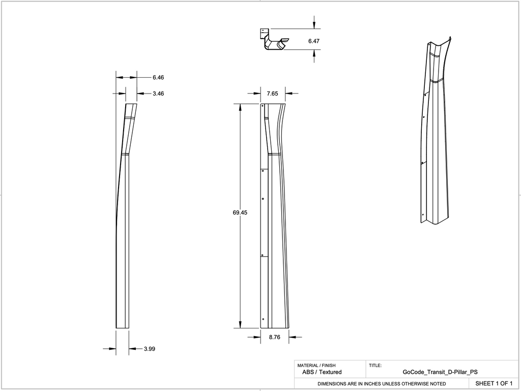 GoCode Ford Transit High Roof D Pillar Trim Kit