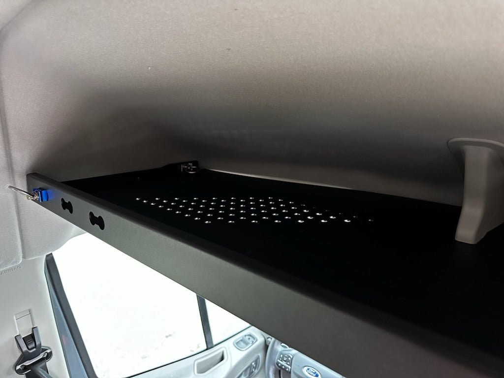 Ford Transit Headliner Shelf 3.0 Curtain Rod And Liner - Fits Mid And High Roof Vans 2014+ - Out There Vans, LLC