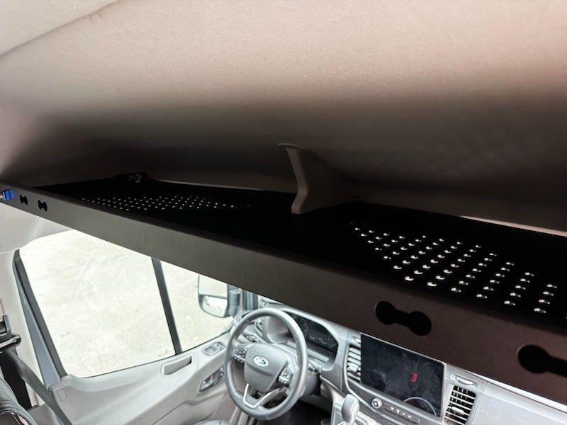 Ford Transit Headliner Shelf 3.0 Curtain Rod And Liner - Fits Mid And High Roof Vans 2014+ - Out There Vans, LLC