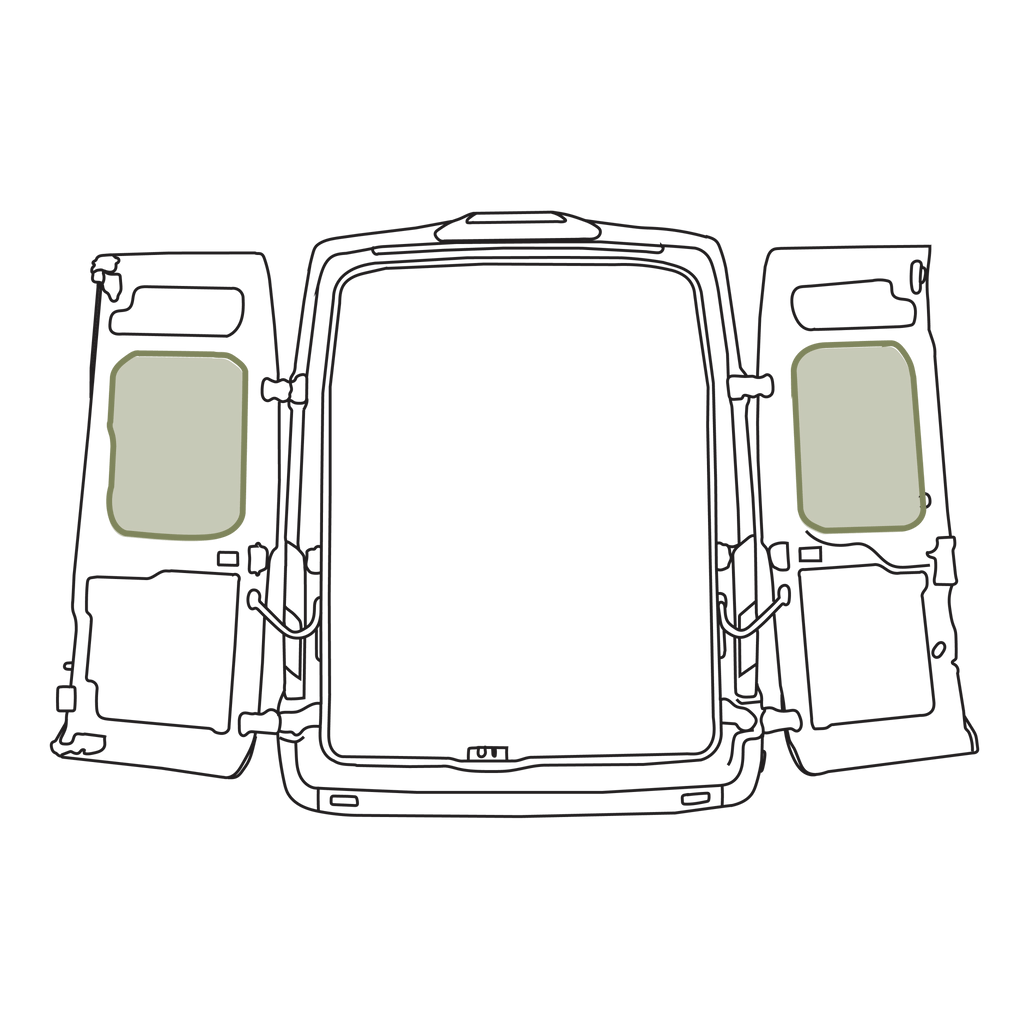 Ford Transit Middle Rear Door Storage Panels (Pair) - Out There Vans, LLC