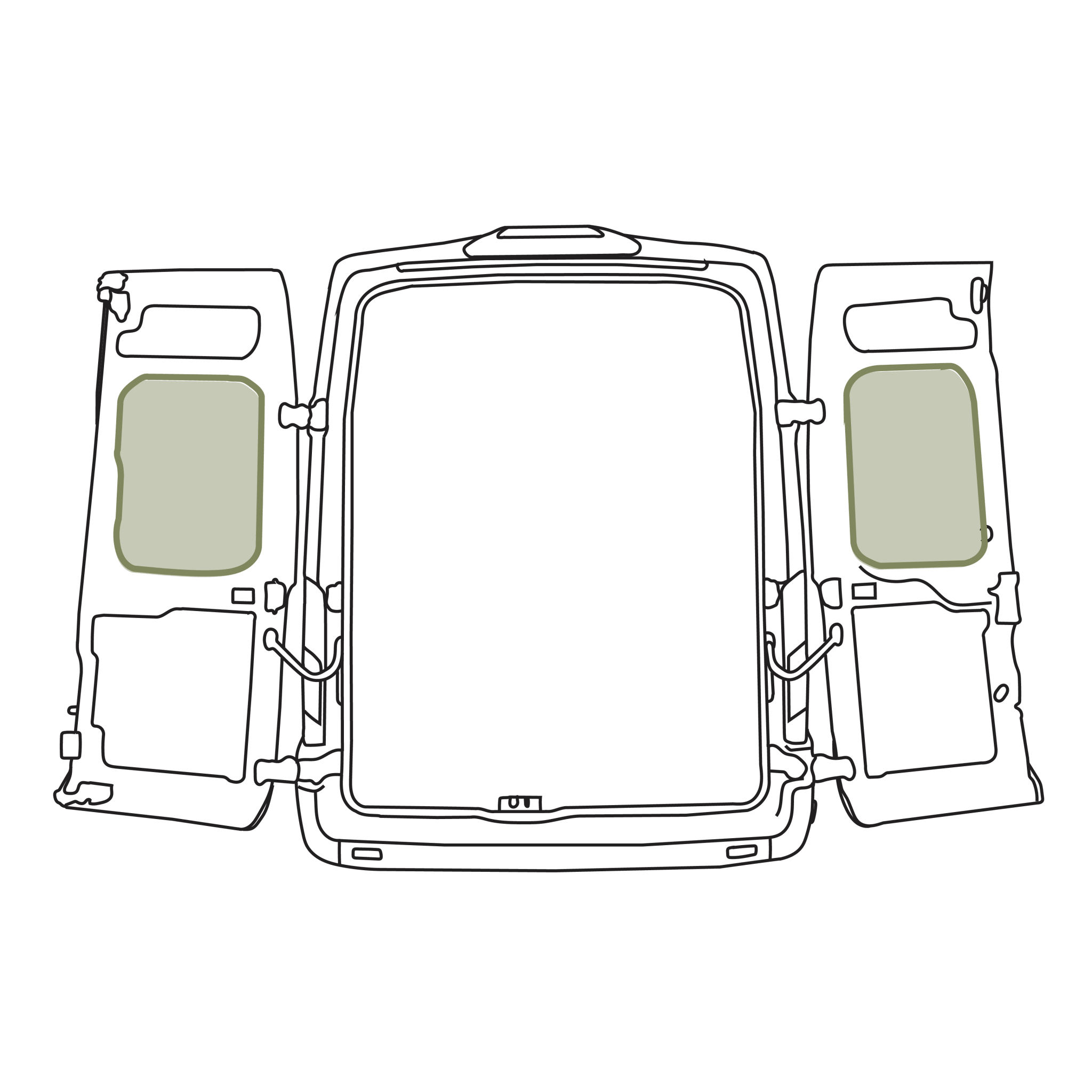 Ford Transit Middle Rear Door Storage Panels (Pair) - Out There Vans, LLC
