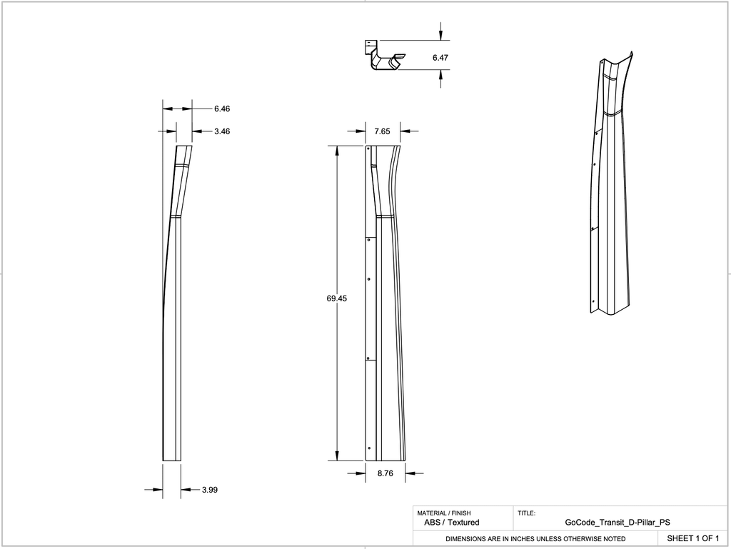 GoCode Ford Transit High Roof D Pillar Trim Kit - Out There Vans