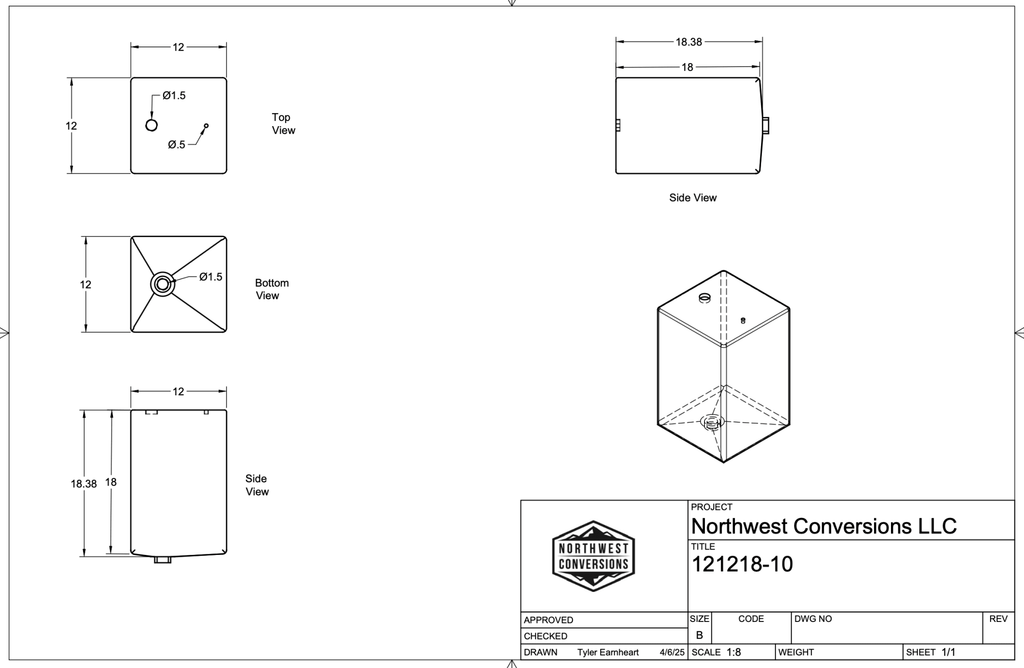 NW Conversions 10-Gallon Galley Water Tank (Fresh/Grey) - Out There Vans