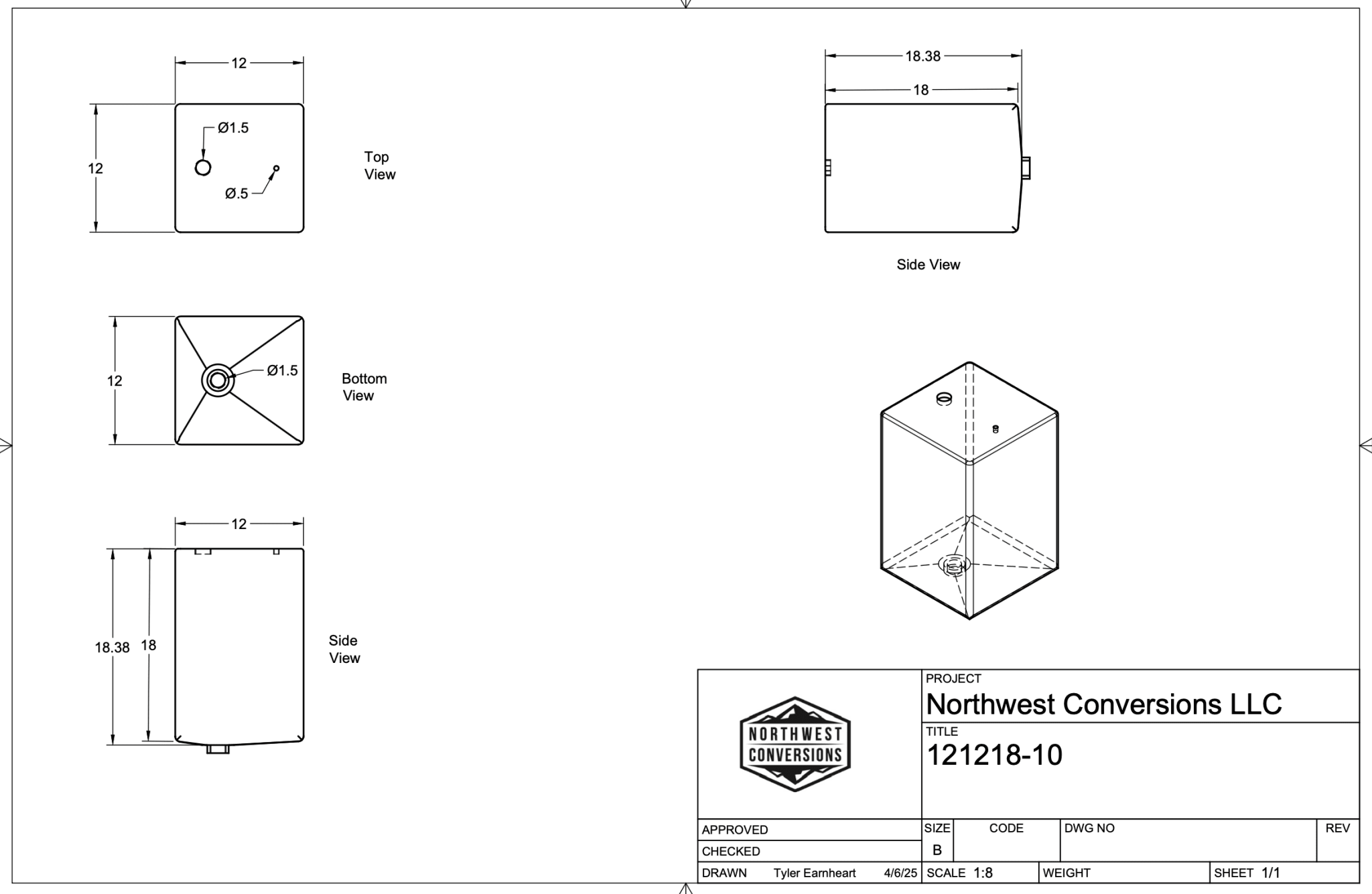 NW Conversions 10-Gallon Galley Water Tank (Fresh/Grey) - Out There Vans