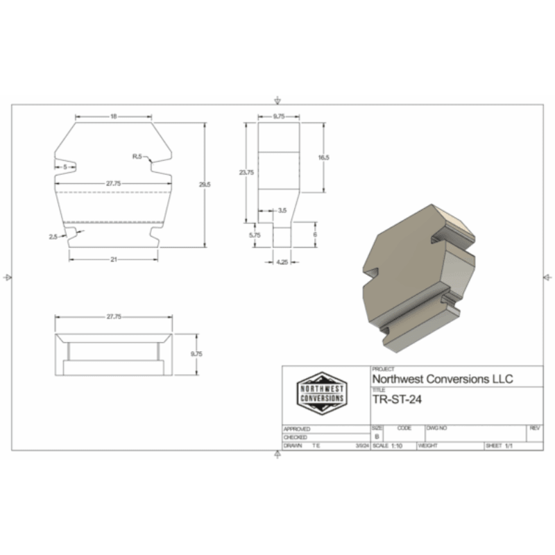 NW Conversions 24 Gallon Transit Spare Tire Tank (TR-ST-24) - Out There Vans