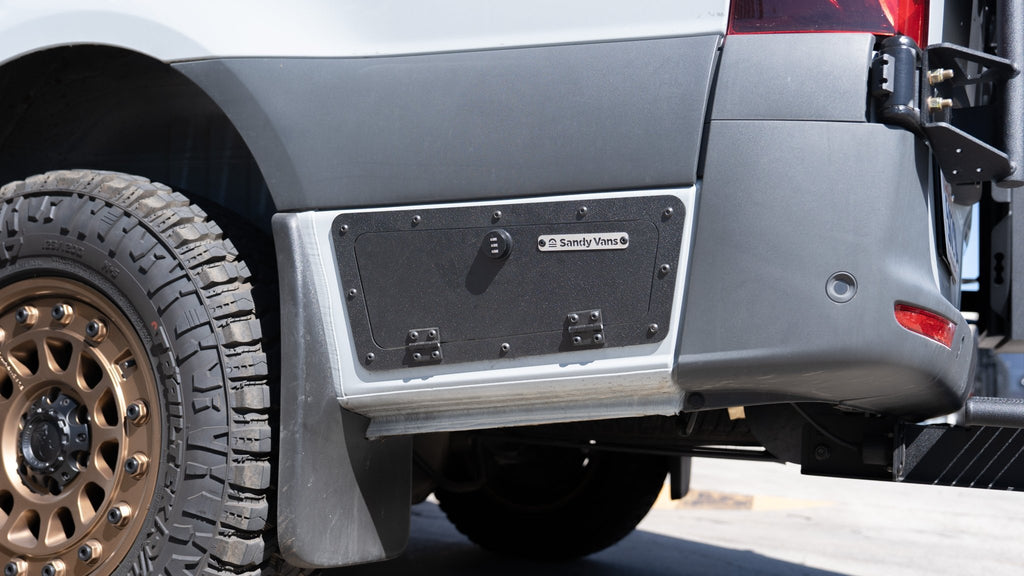 Sprinter Rocker Storage Locker Sandy Vans Below Deck Storage Locker for Sprinter 144 – Out There Vans, LLC