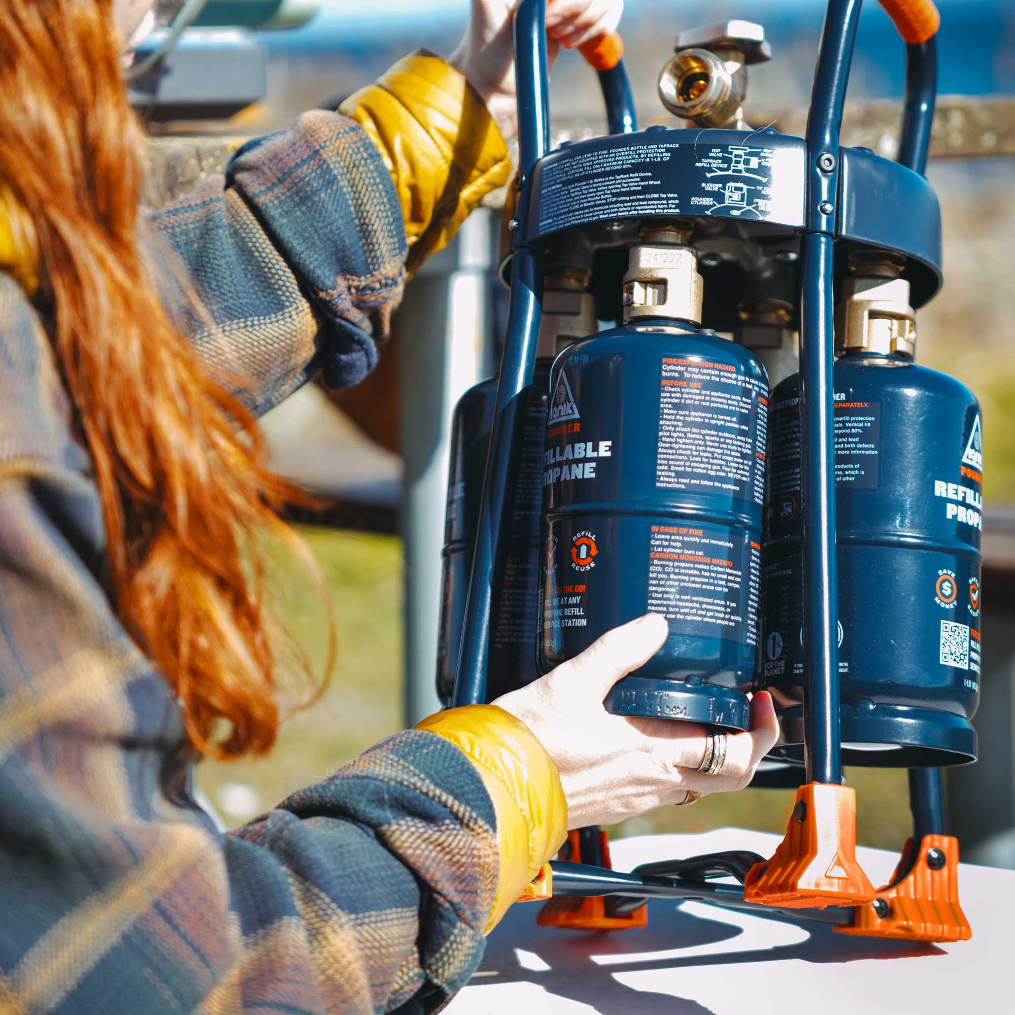TapRack Refillable Propane System - Out There Vans, LLC