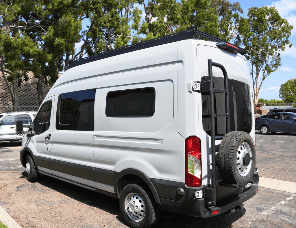 Transit Rear Tire Carrier Ladder - Out There Vans, LLC