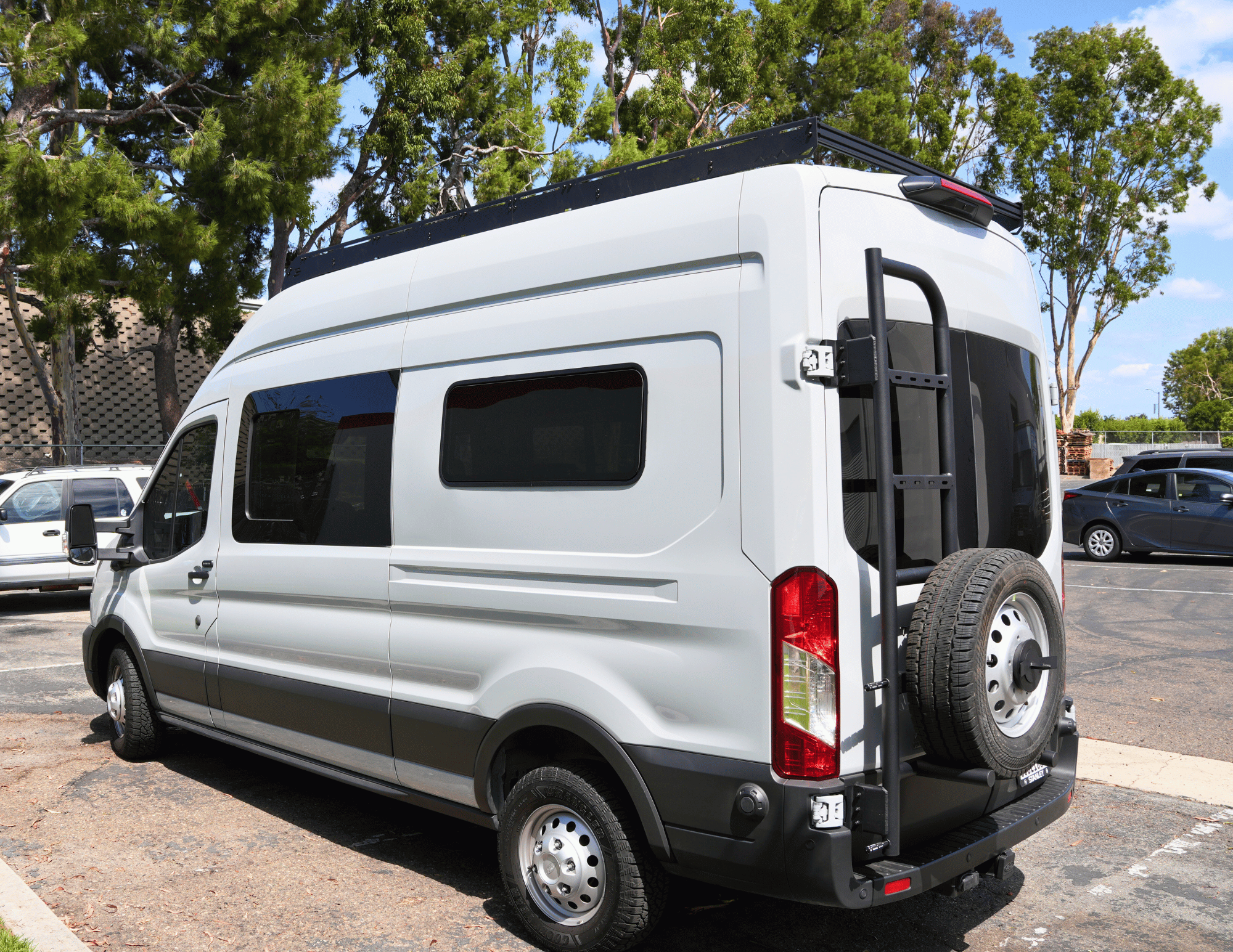 Transit Rear Tire Carrier Ladder - Out There Vans, LLC