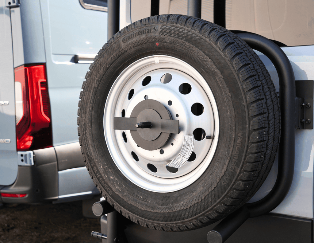 Transit Rear Tire Carrier Ladder - Out There Vans, LLC