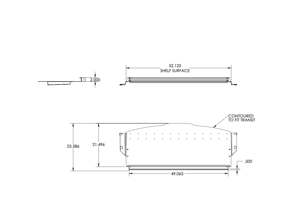 Van Wife Components 2015+ Ford Transit Headliner Shelf with Curtain Rod - Out There Vans