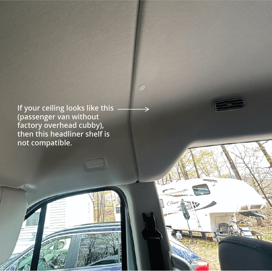 VanEssential Ford Transit Headliner Shelf - Out There Vans