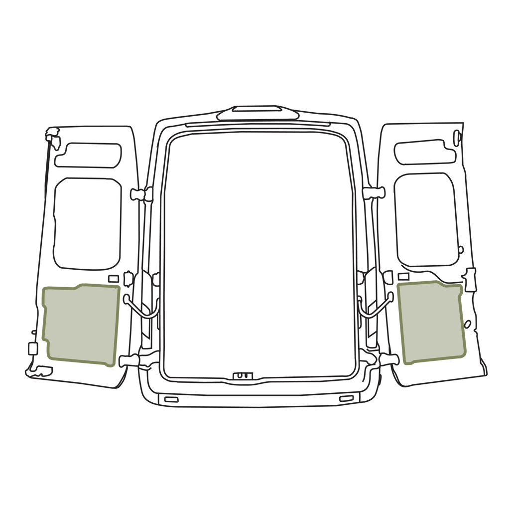 VanEssential Ford Transit Lower Rear Door Storage Panels (Pair) - Out There Vans, LLC