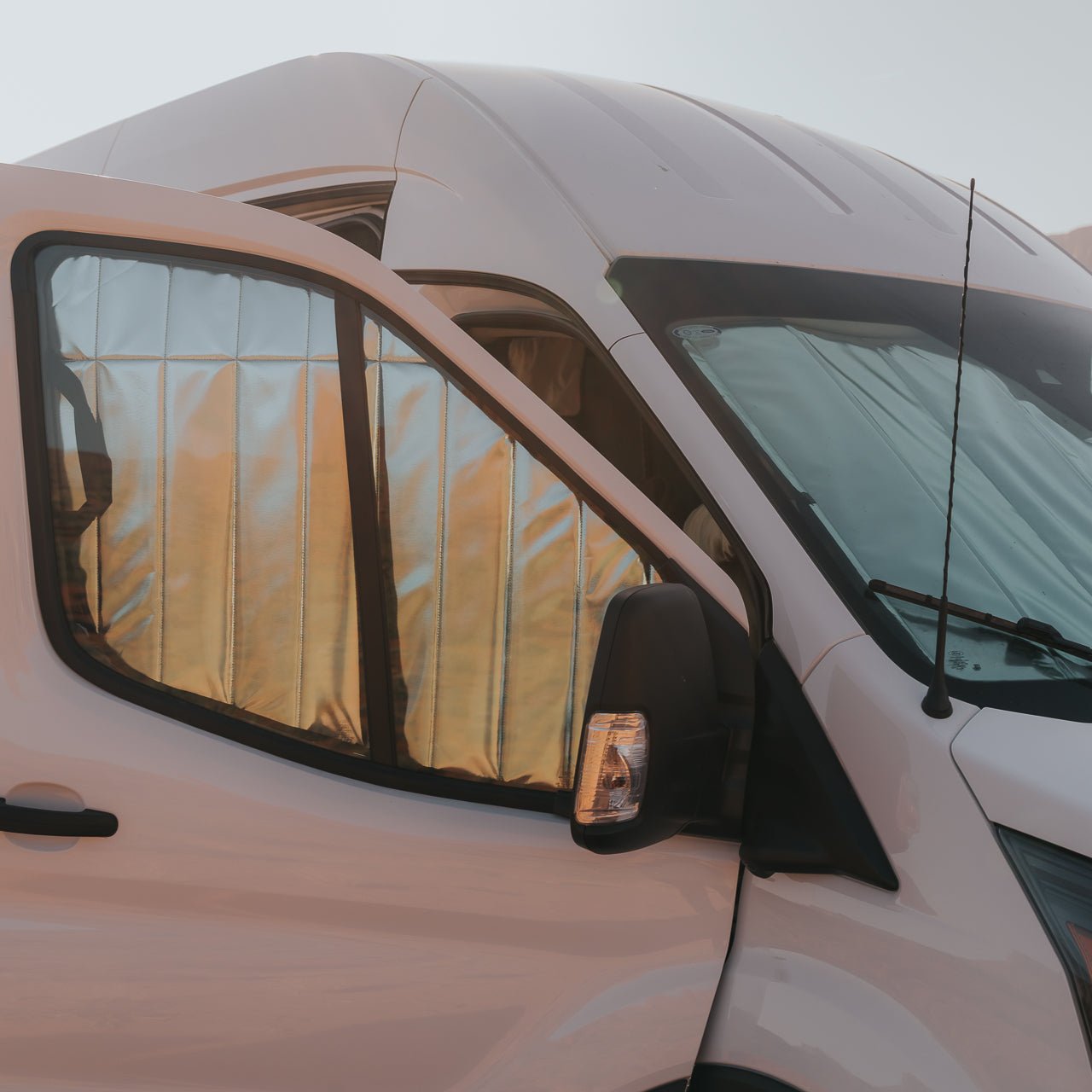 VanEssential Ford Transit Reflective Front Door Window Covers (Pair) - Out There Vans, LLC