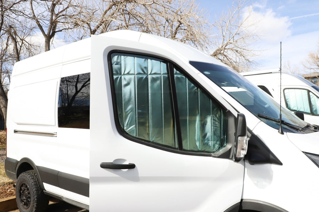 VanEssential Ford Transit Reflective Front Door Window Covers (Pair) - Out There Vans, LLC