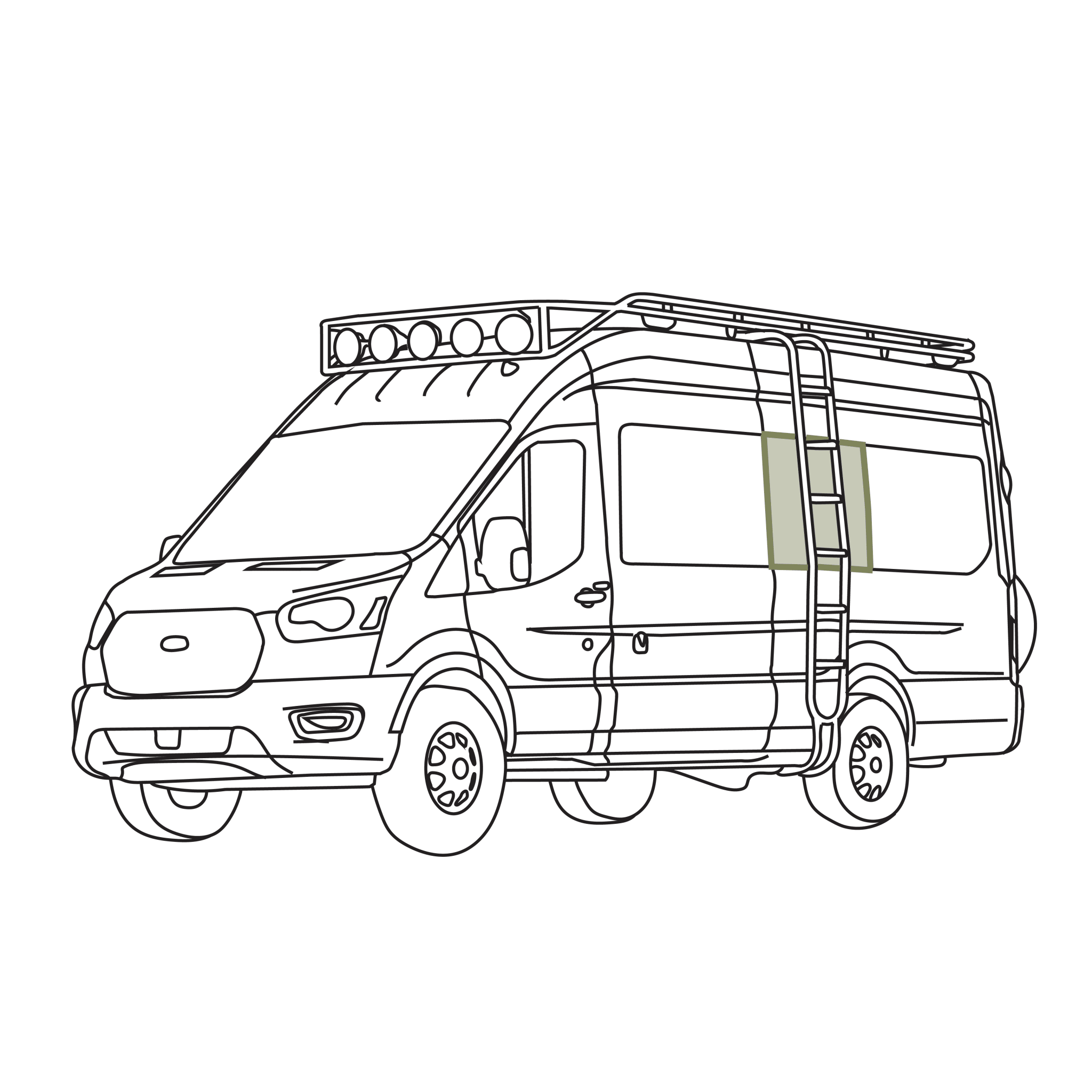 VanEssential Ford Transit Stealth Middle Window Cover (Factory Plastic Trim) - Out There Vans, LLC