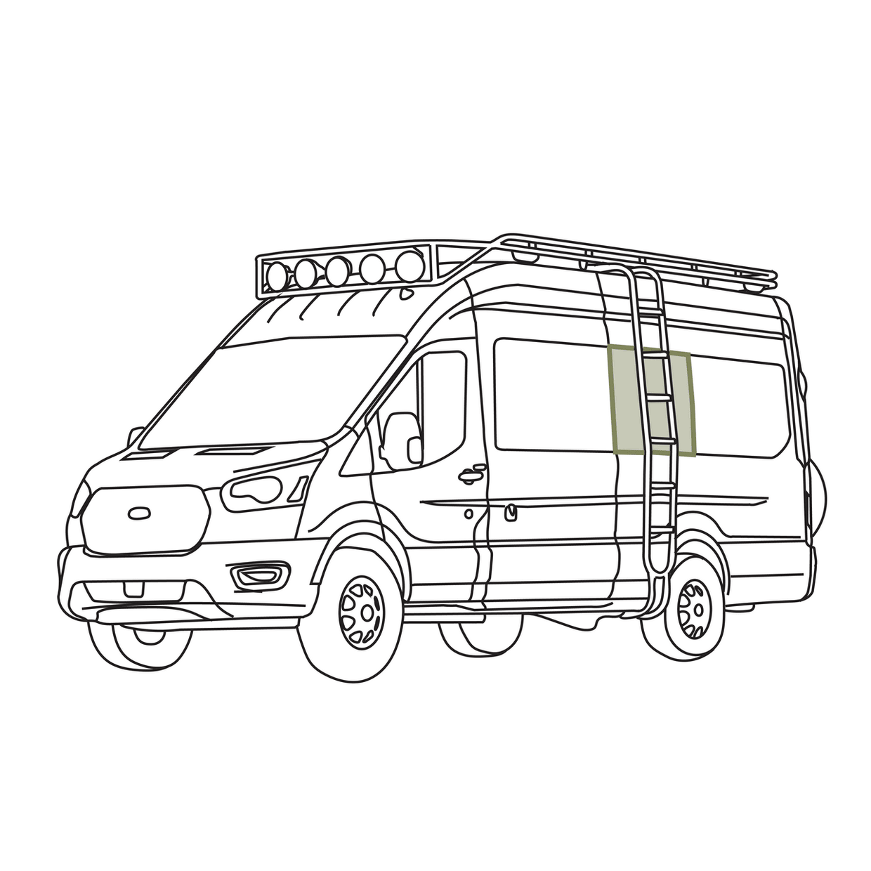 VanEssential Ford Transit Stealth Middle Window Cover (Factory Plastic Trim) - Out There Vans, LLC