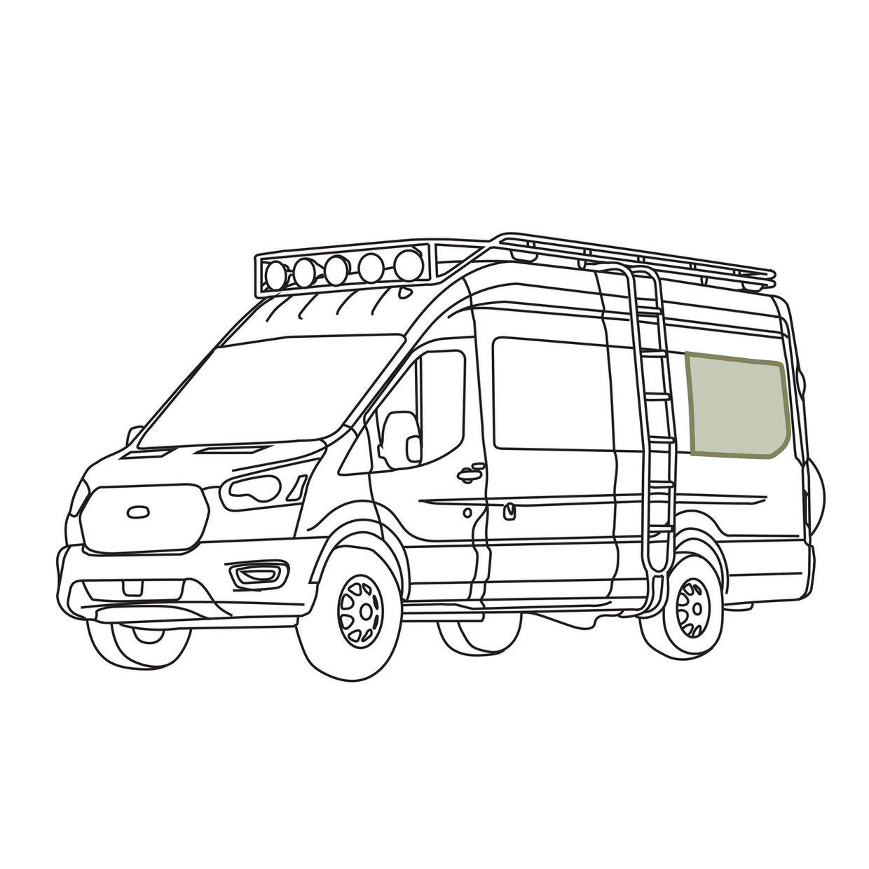 VanEssential Ford Transit Stealth Rear Quarter Window Cover (Factory Plastic Trim) - Out There Vans, LLC