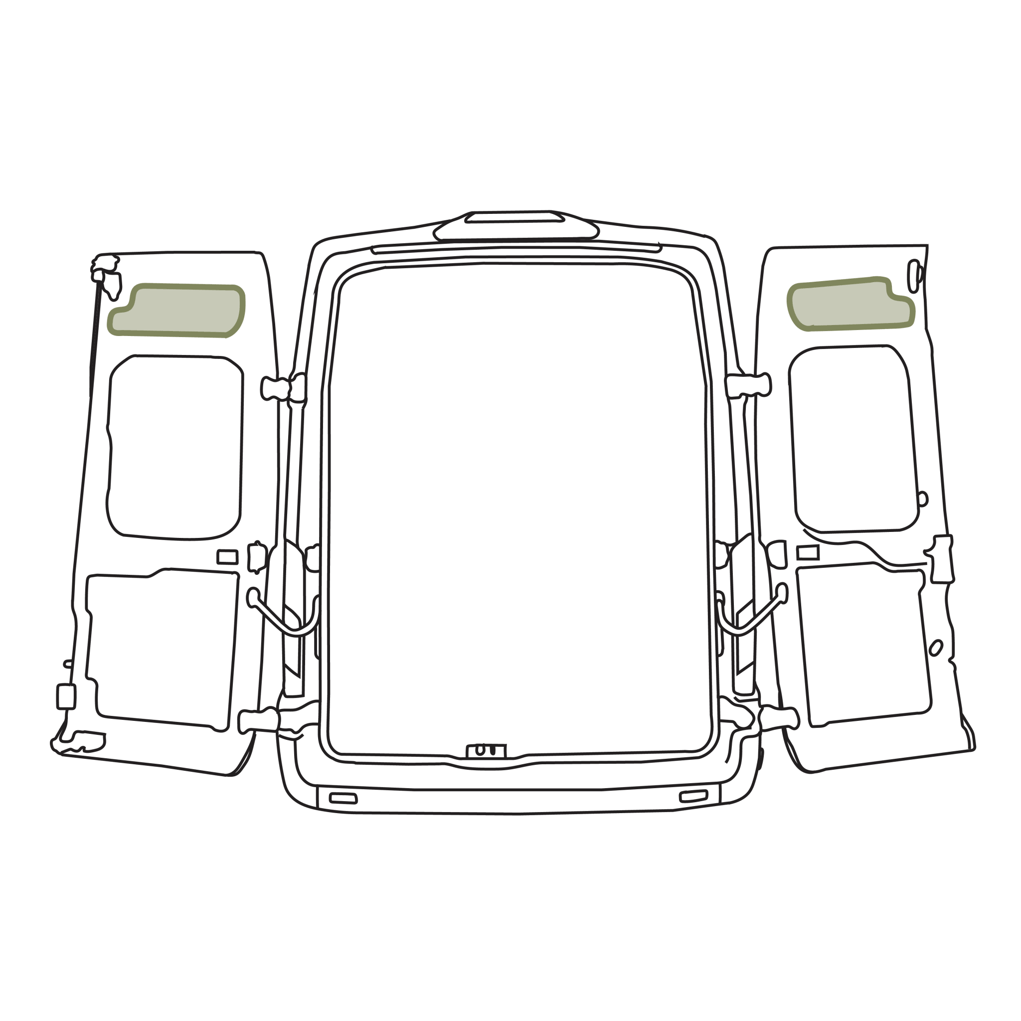 VanEssential Ford Transit Upper Rear Door Storage Panels (Pair) - Out There Vans, LLC