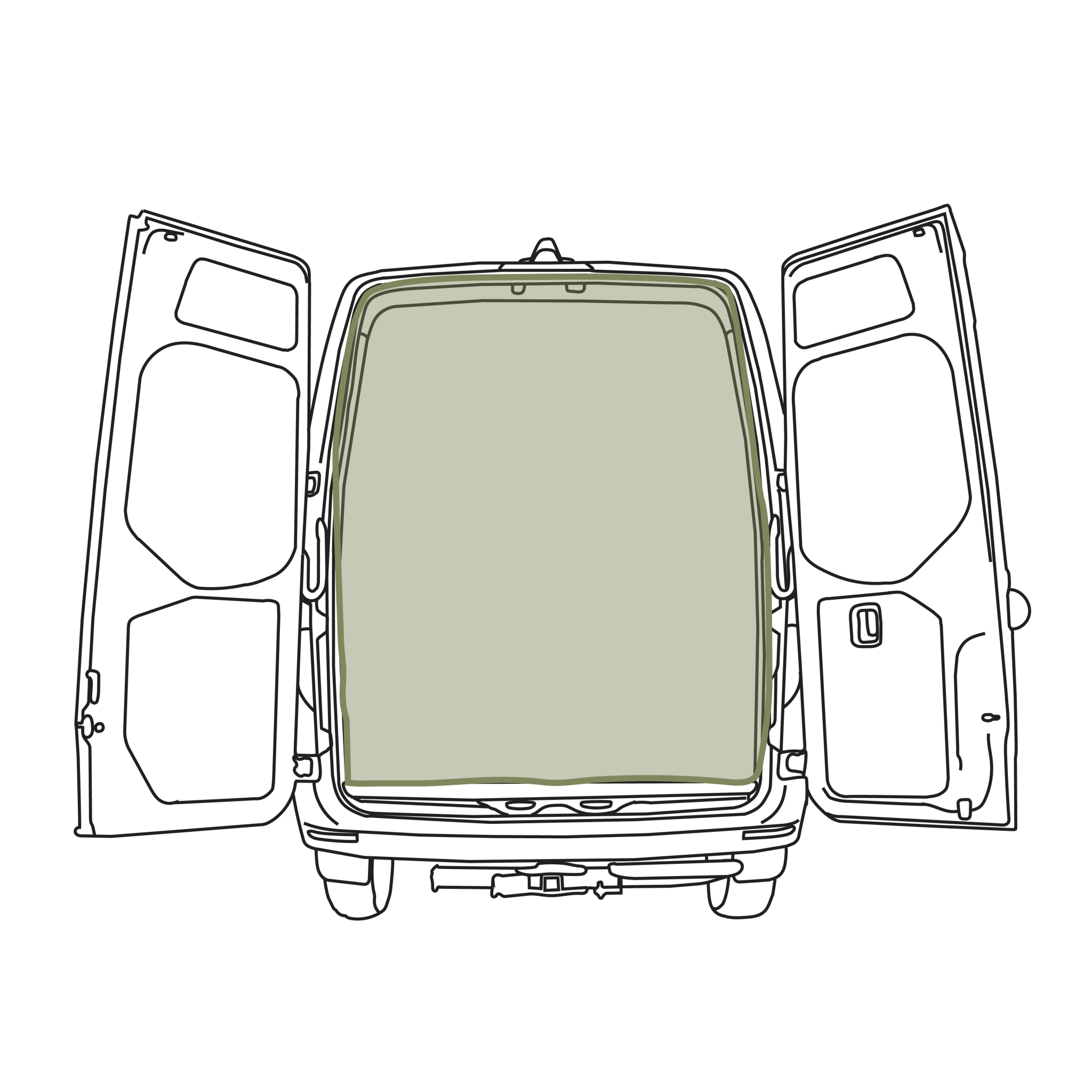 VanEssential Mercedes Sprinter Bug Screen - Rear Door - Out There Vans, LLC