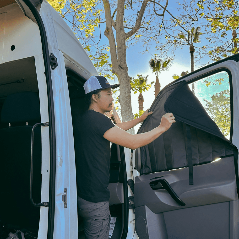 VanEssential Mercedes Sprinter Front Door Window Covers (Pair) - Out There Vans, LLC