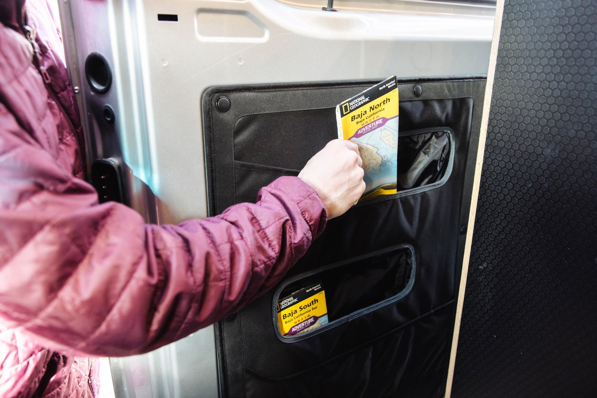 VanEssential Mercedes Sprinter Lower Sliding Door Storage Panel - Out There Vans, LLC