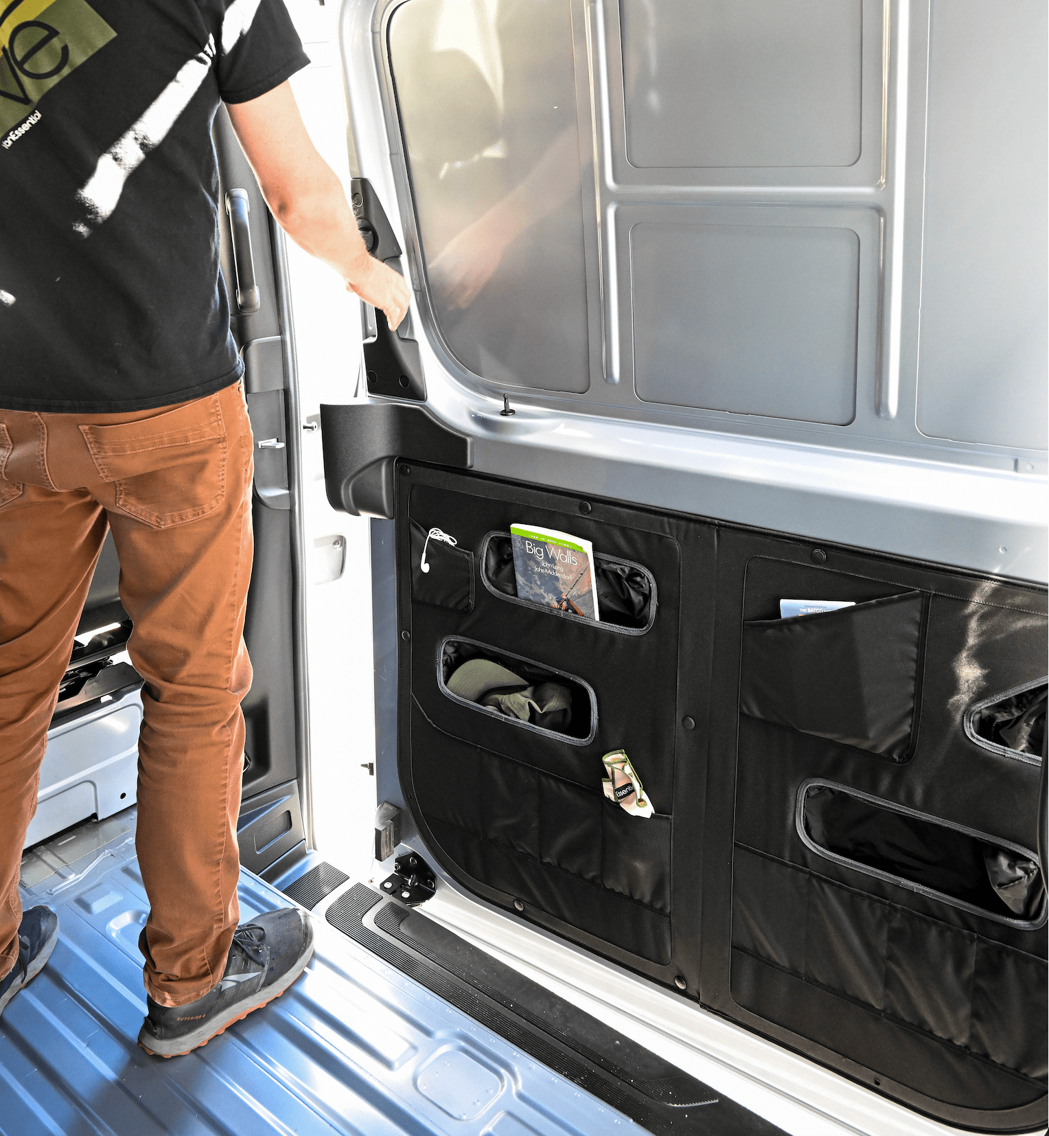 VanEssential Mercedes Sprinter Lower Sliding Door Storage Panel - Out There Vans, LLC