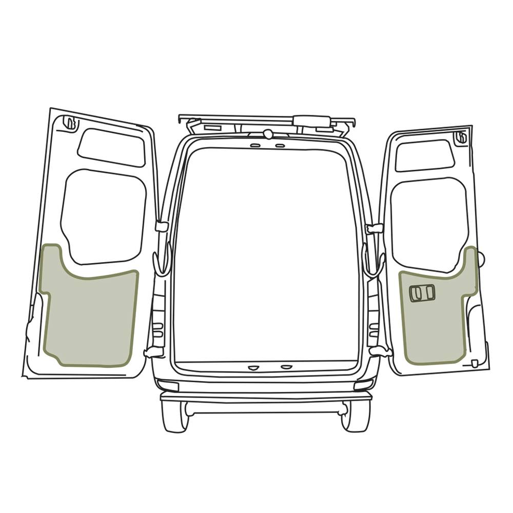 VanEssential Mercedes Sprinter NCV3 Lower Rear Door Storage Panels (Pair) - Out There Vans