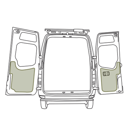 VanEssential Mercedes Sprinter NCV3 Lower Rear Door Storage Panels (Pair) - Out There Vans