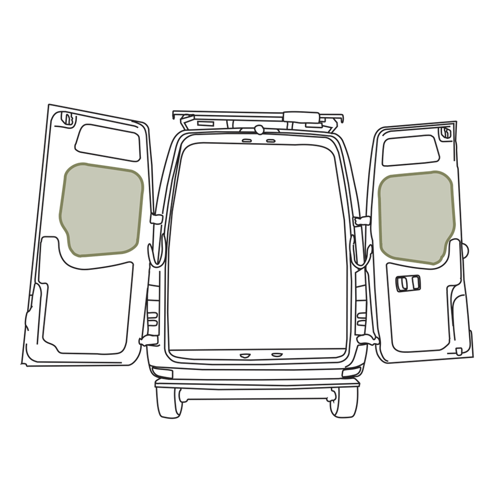 VanEssential Mercedes Sprinter NCV3 Middle Rear Door Storage Panels (Pair) - Out There Vans