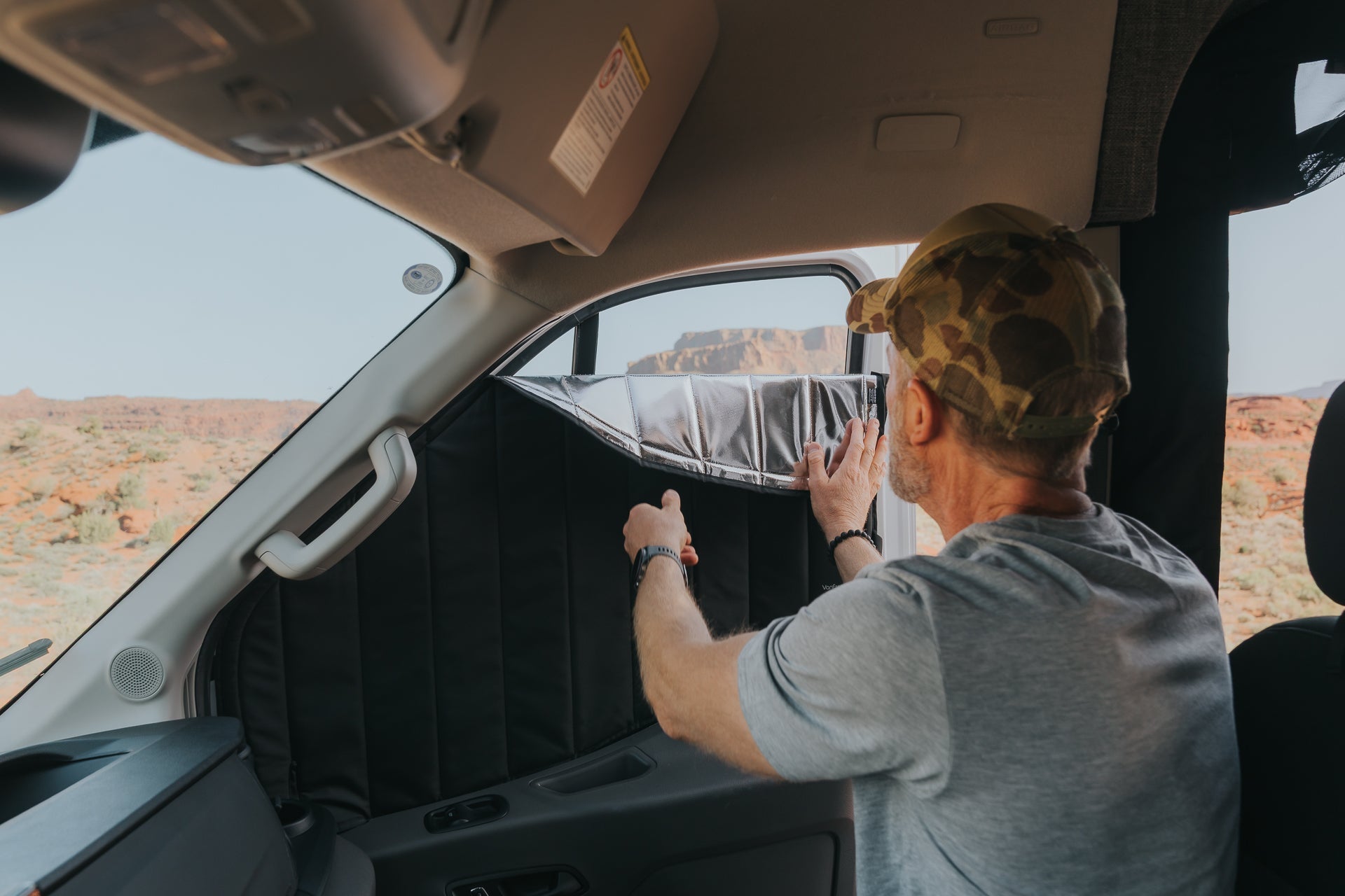 VanEssential Mercedes Sprinter Reflective Front Door Window Cover (Pair) - Out There Vans, LLC