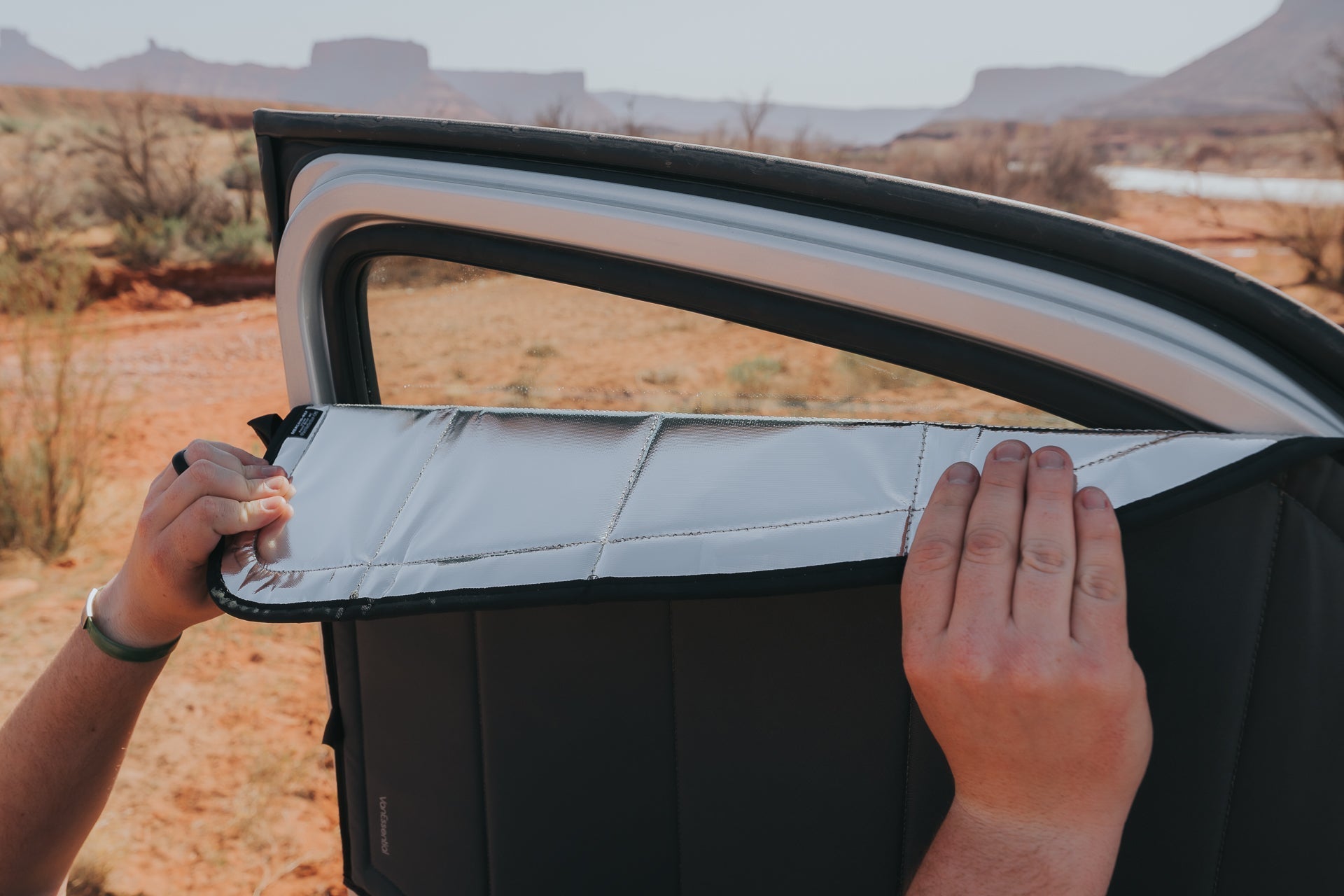 VanEssential Mercedes Sprinter Reflective Front Door Window Cover (Pair) - Out There Vans, LLC