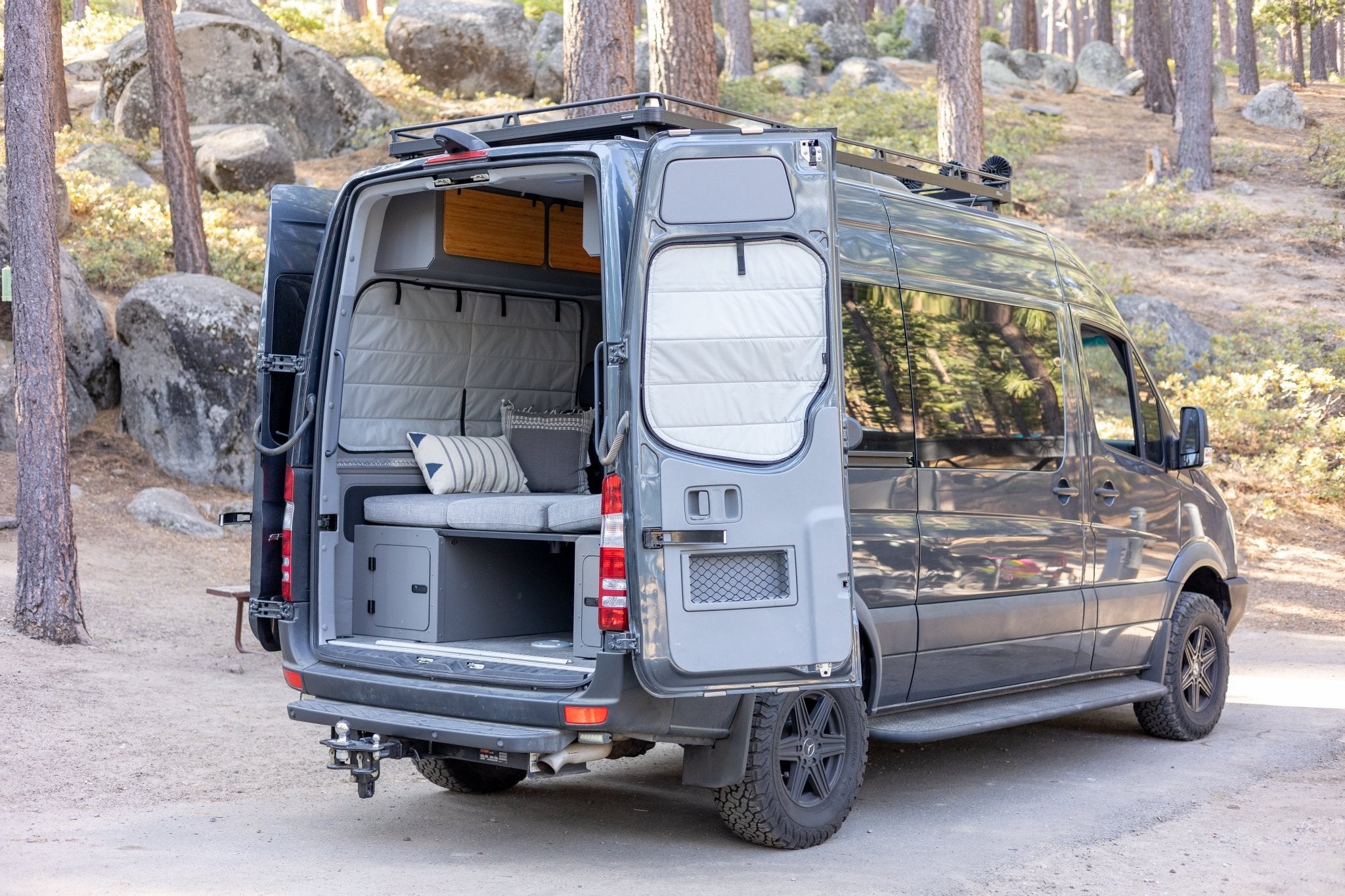 VanEssential Mercedes Sprinter Stealth Rear Door Window Covers (Pair) - Out There Vans, LLC