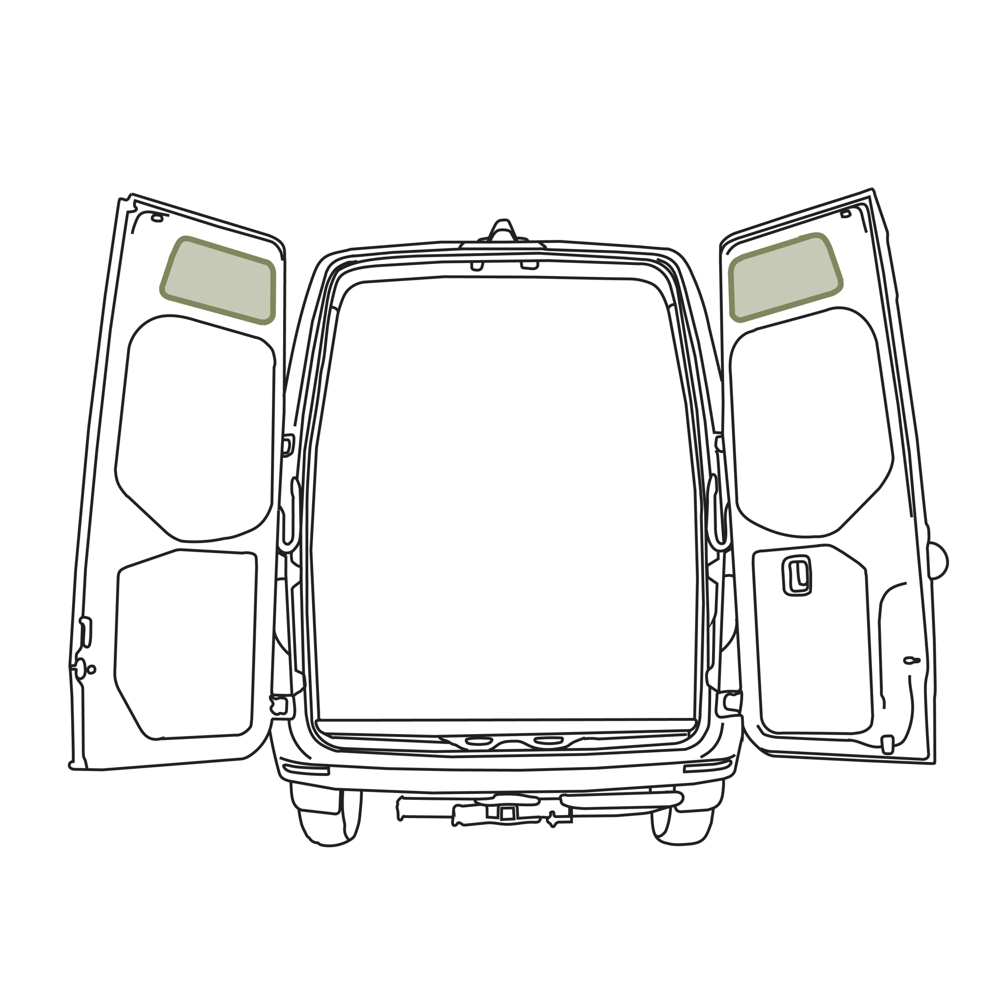 VanEssential Mercedes Sprinter Upper Rear Door Storage Panels (Pair) - Out There Vans, LLC