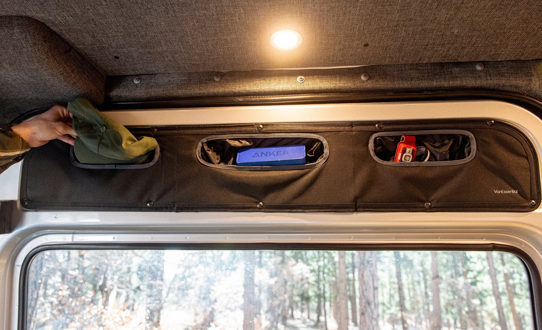 VanEssential Mercedes Sprinter Upper Sliding Door Storage Panel - Out There Vans, LLC