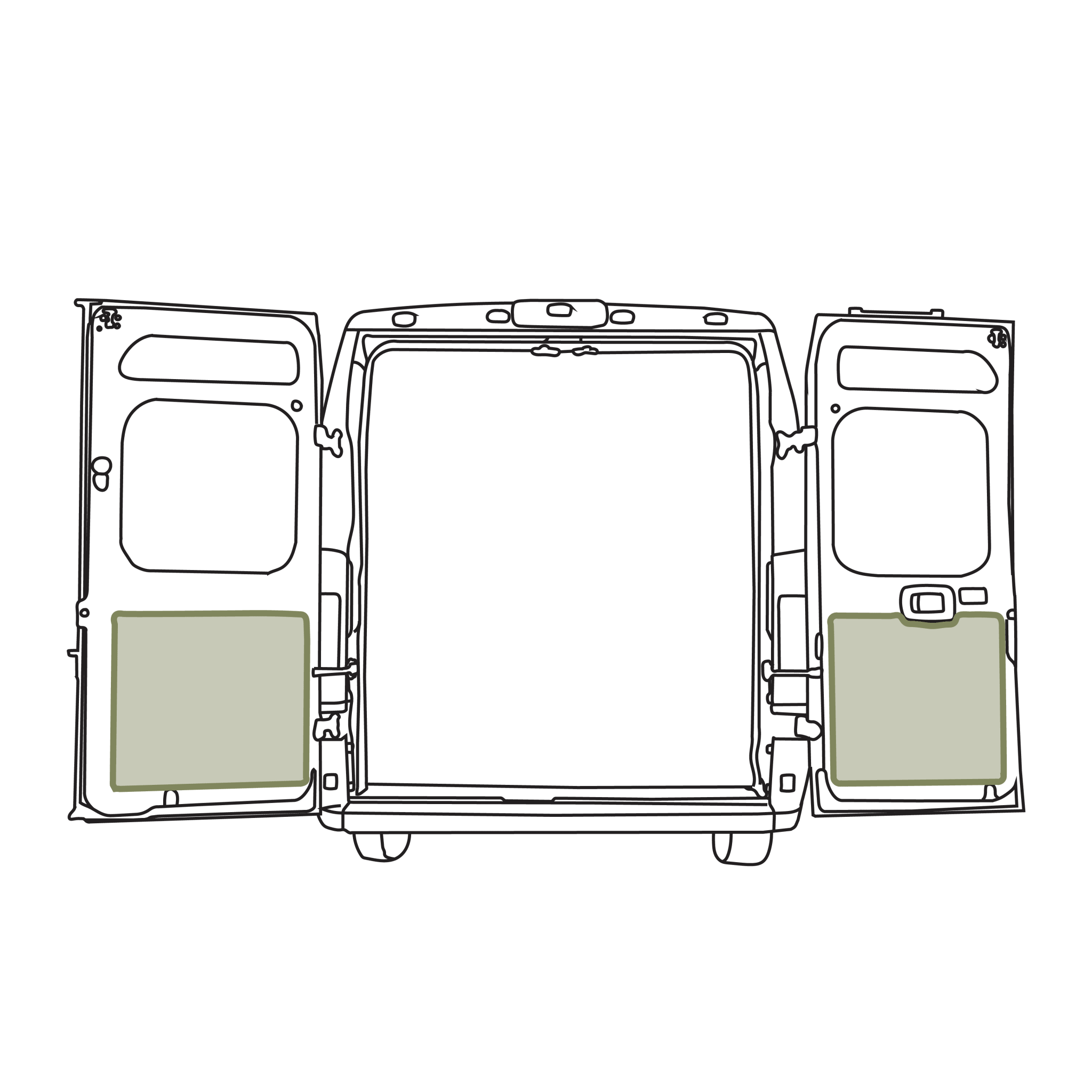 VanEssential RAM ProMaster Lower Rear Door Storage Panels (Pair) - Out There Vans, LLC