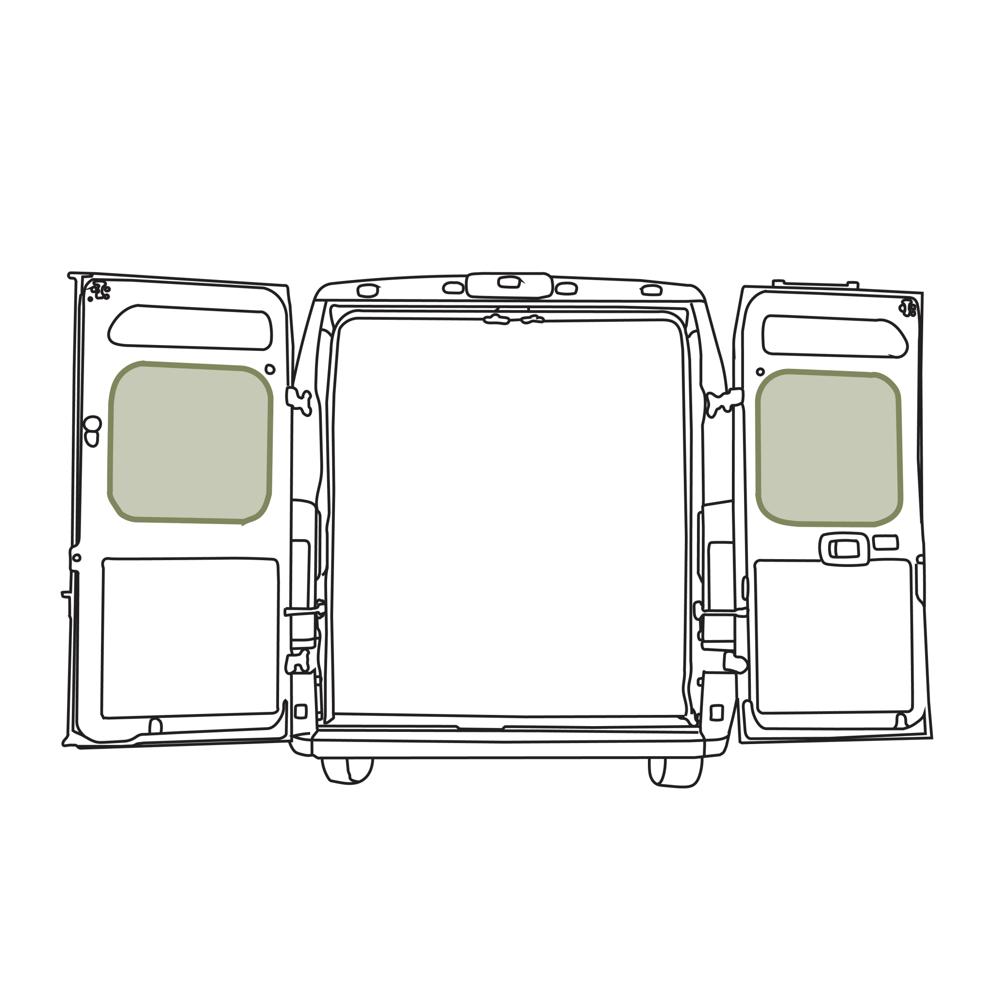 VanEssential RAM ProMaster Middle Rear Door Storage Panels (Pair) - Out There Vans, LLC