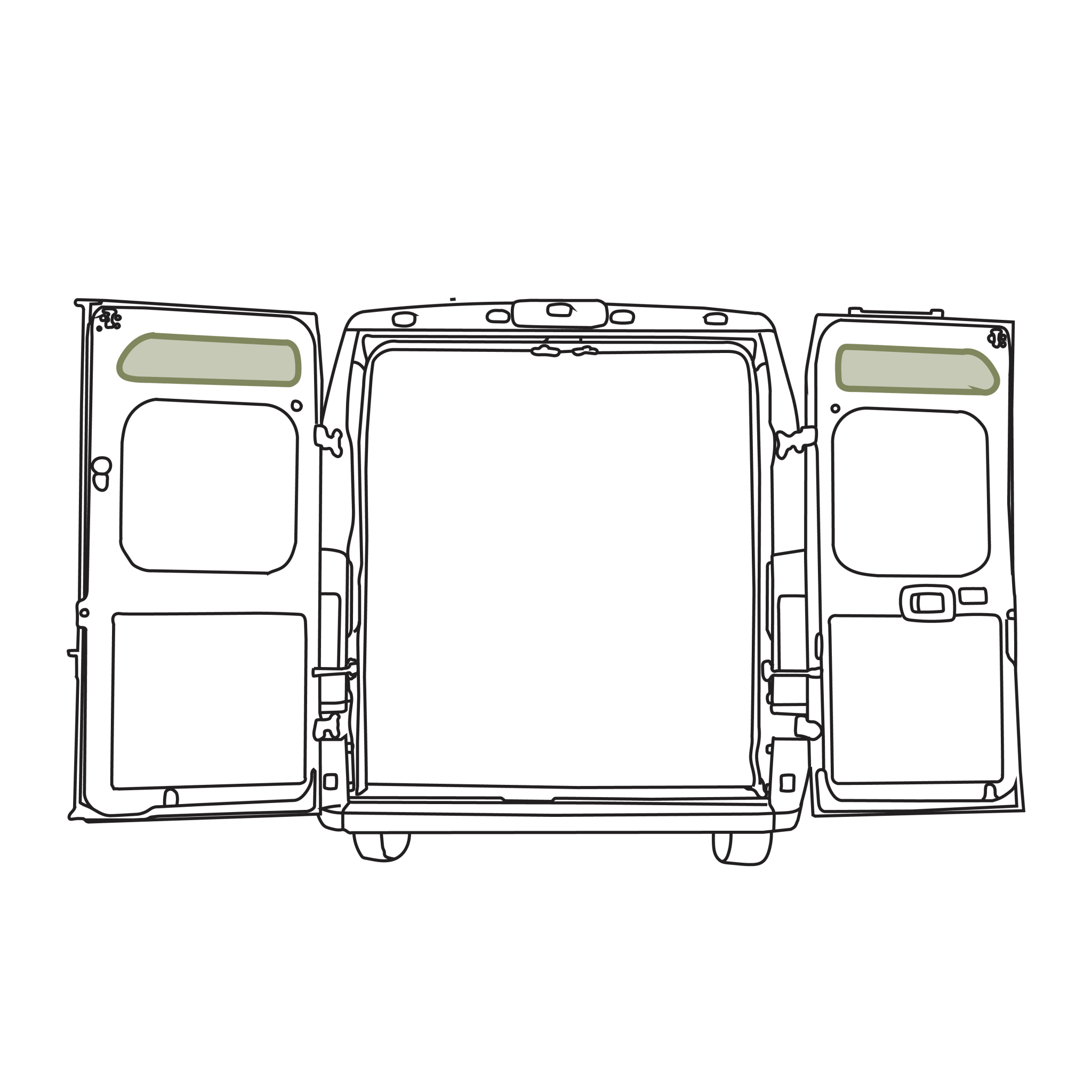 VanEssential RAM ProMaster Upper Rear Door Storage Panels (Pair) - Out There Vans, LLC