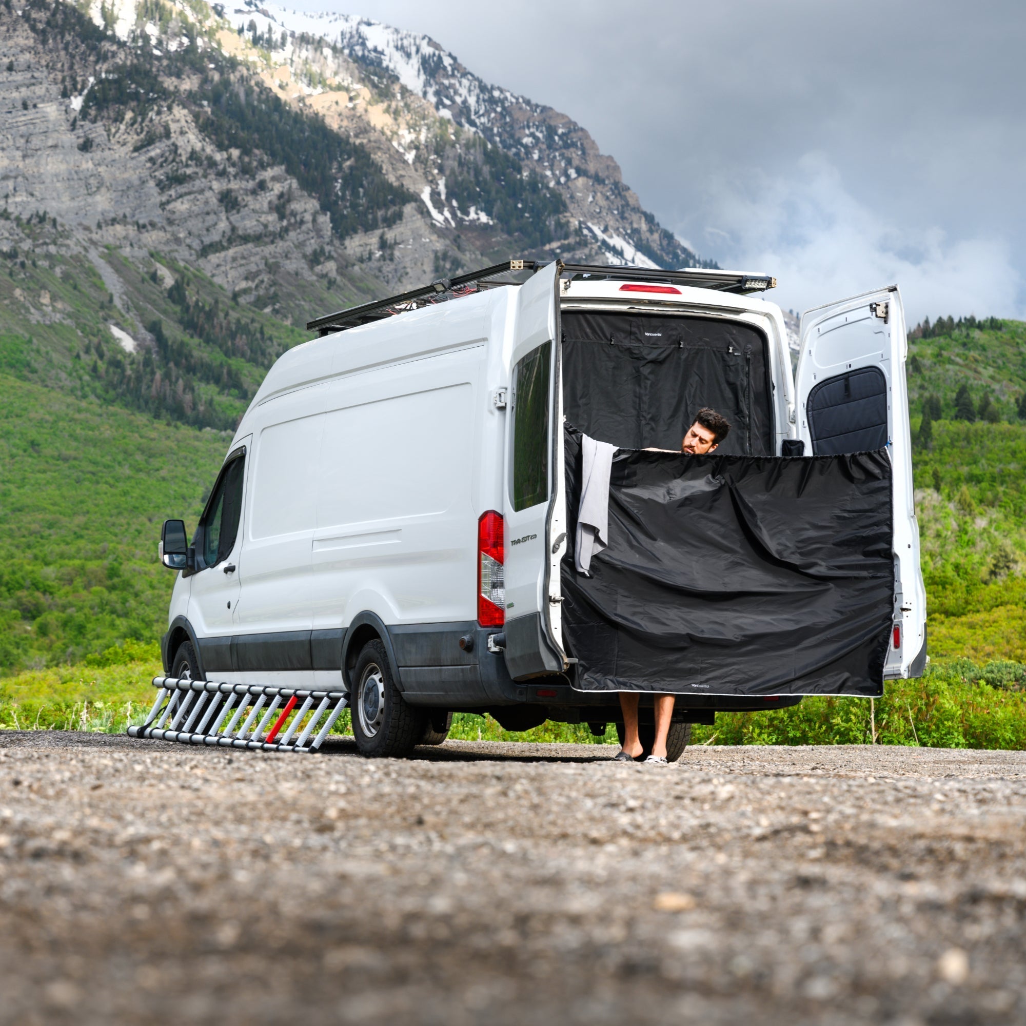 VanEssential Rear Door Shower Screen - Out There Vans, LLC