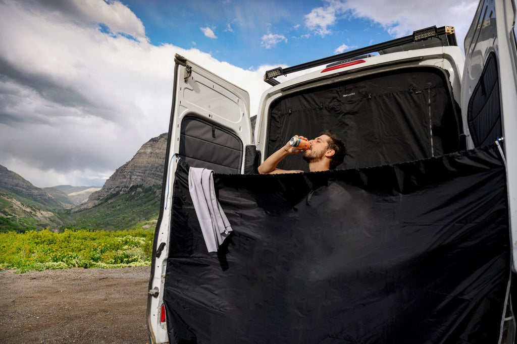 VanEssential Rear Door Shower Screen - Out There Vans, LLC