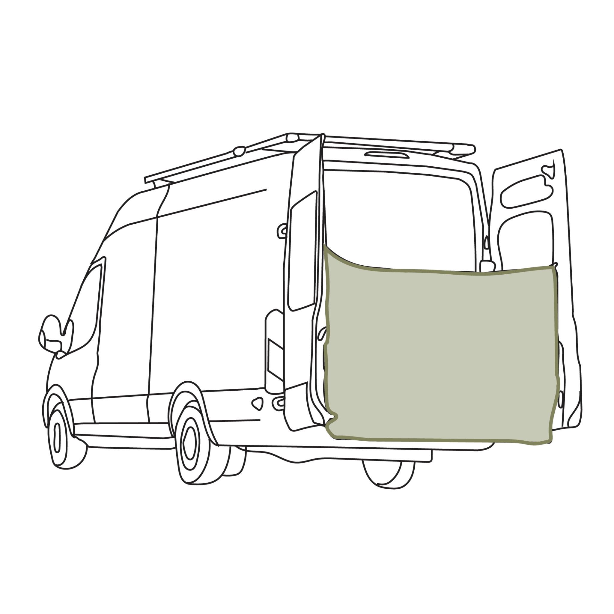 VanEssential Rear Door Shower Screen - Out There Vans, LLC