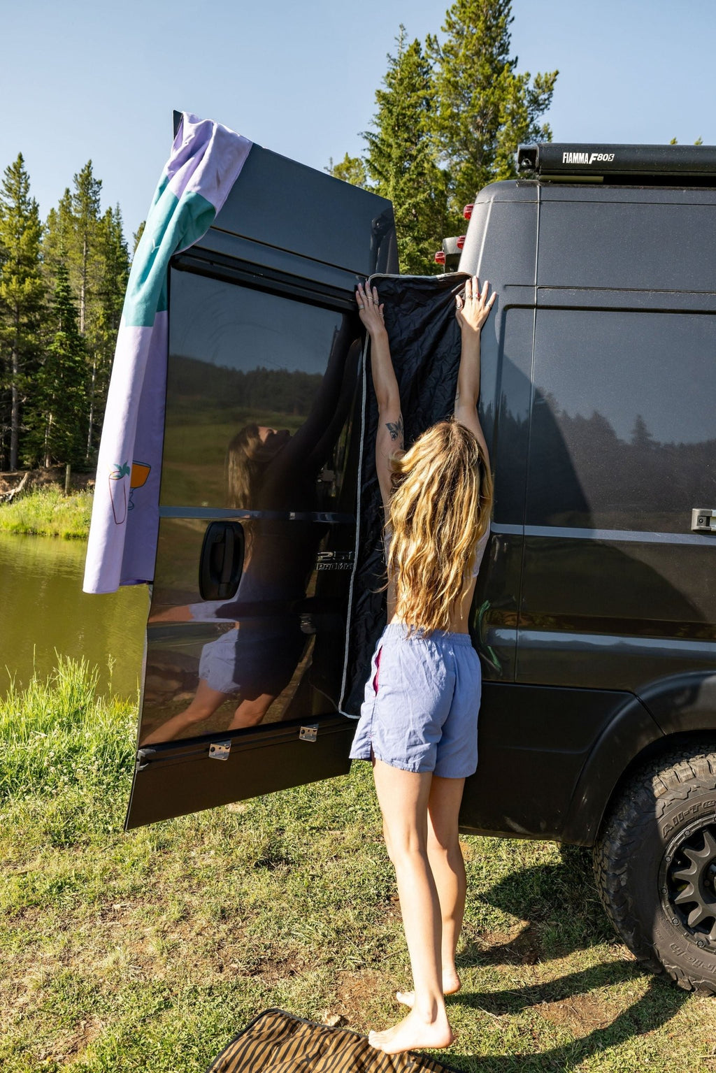 VanEssential Rear Door Shower Screen - Out There Vans, LLC