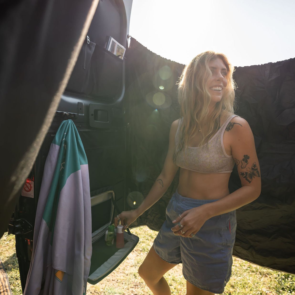 VanEssential Rear Door Van Shower Curtain - Out There Vans, LLC